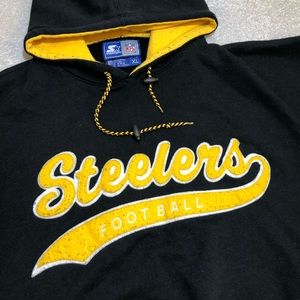Vintage STARTER Pittsburgh Steelers NFL Hoodie Sweatshirt XL Made in Korea